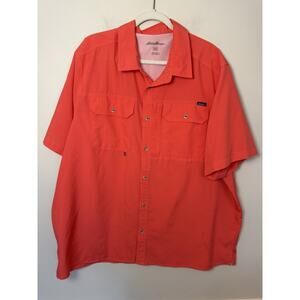 EDDIE BAUER Fishing Shirt Mens Outdoor Vented Salmon Red Size XXL￼